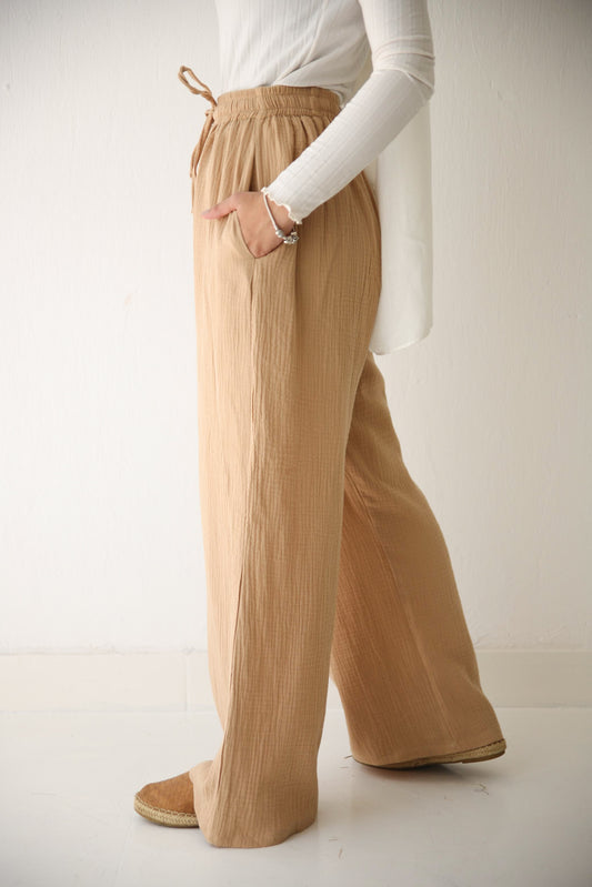 Everyday Muslin Pants - Tan Beige