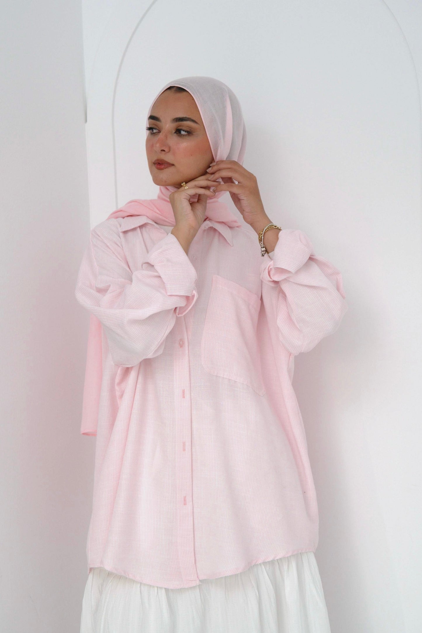 Oversized shirt - Striped pink