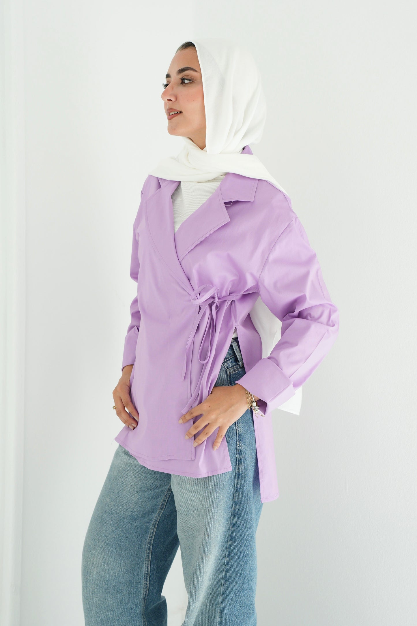 Collared wrap shirt - Lilac
