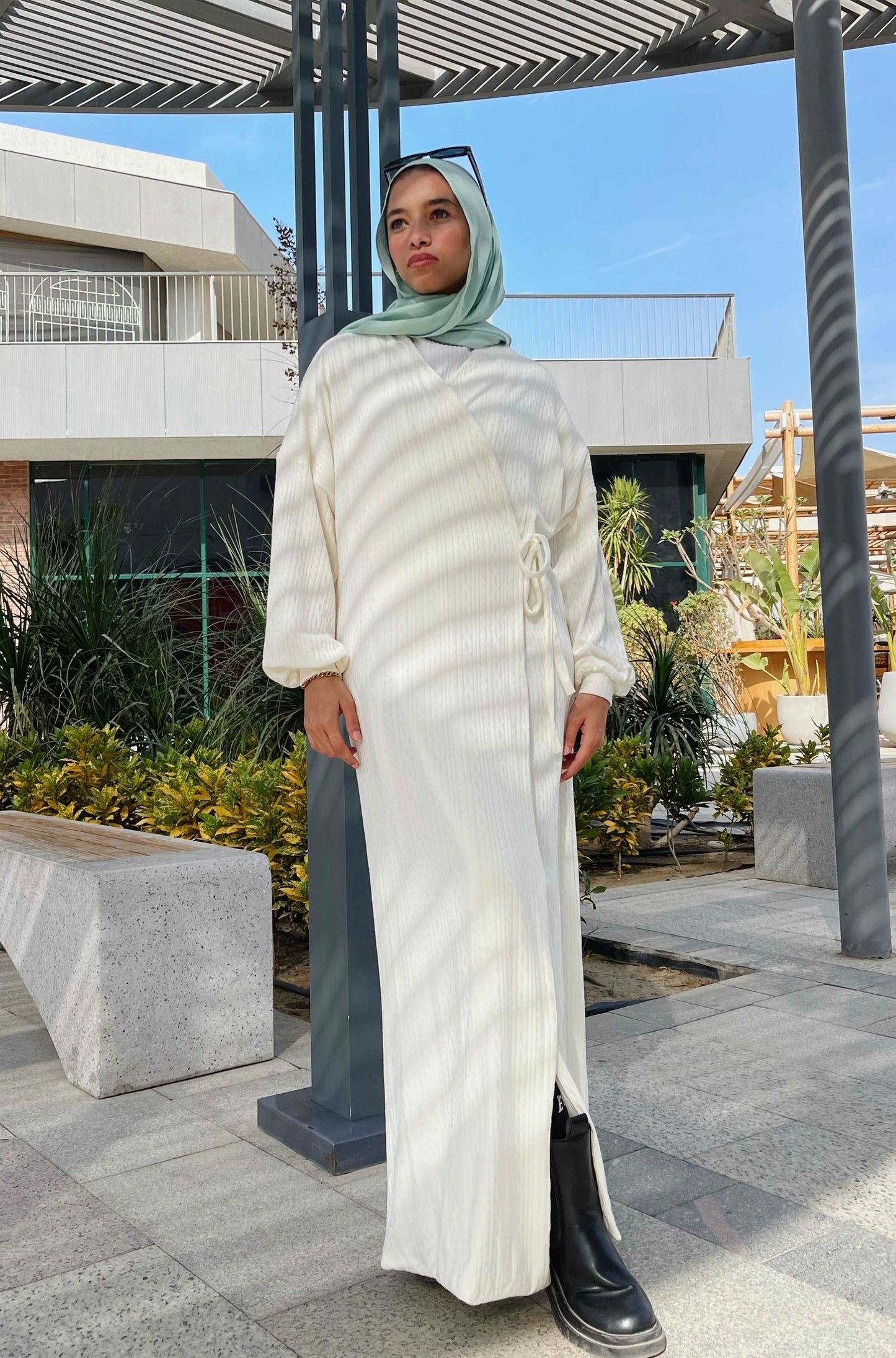 Elle Wrap Knit Dress - Offwhite