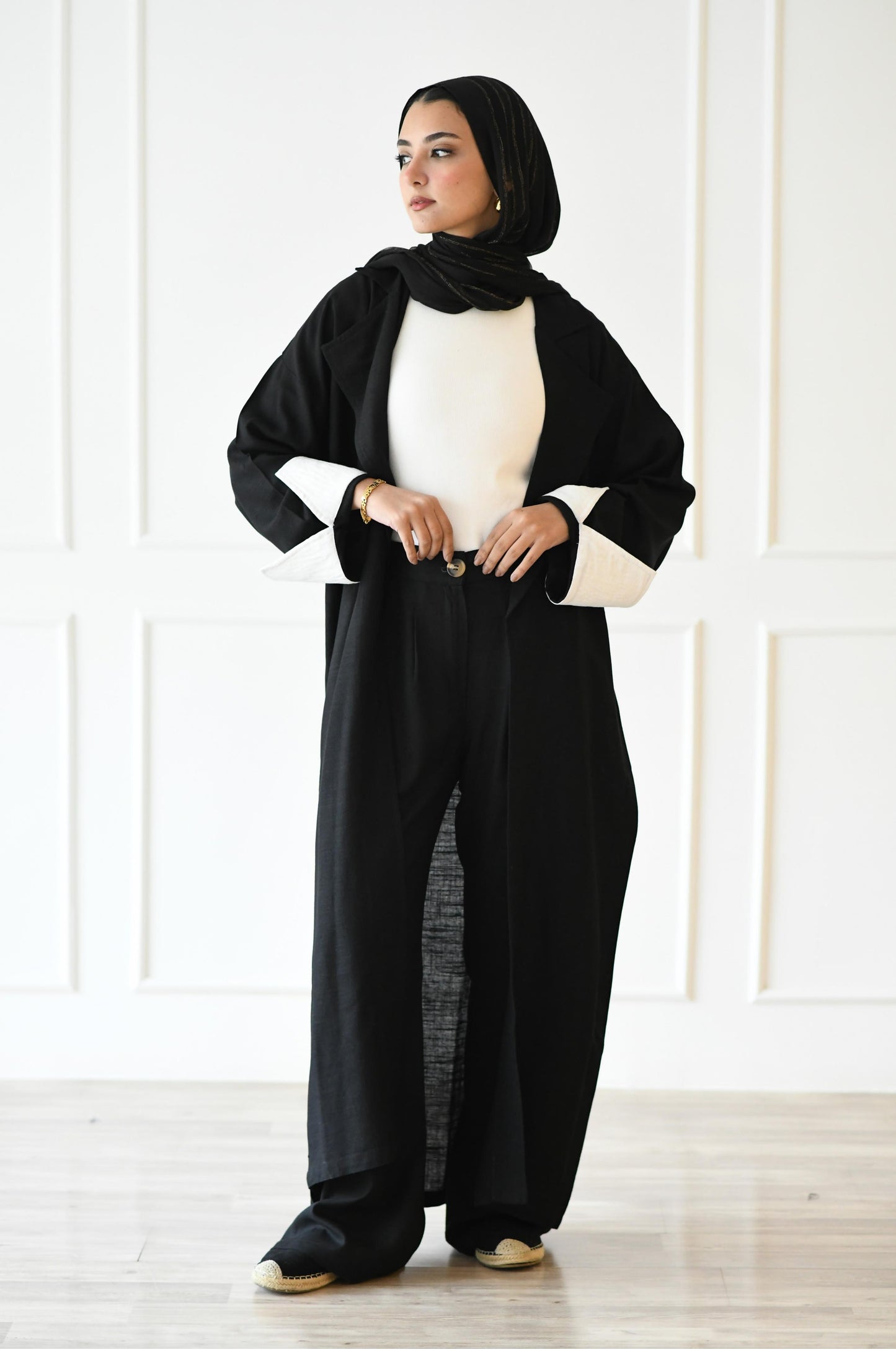 Linen Trench Coat - Black