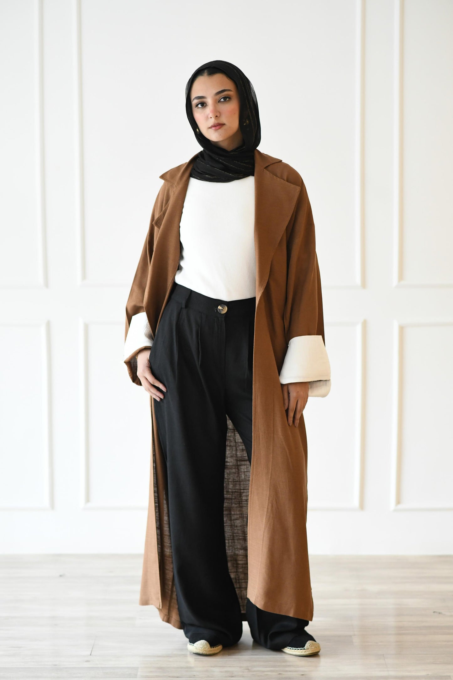 Linen Trench Coat - Brown