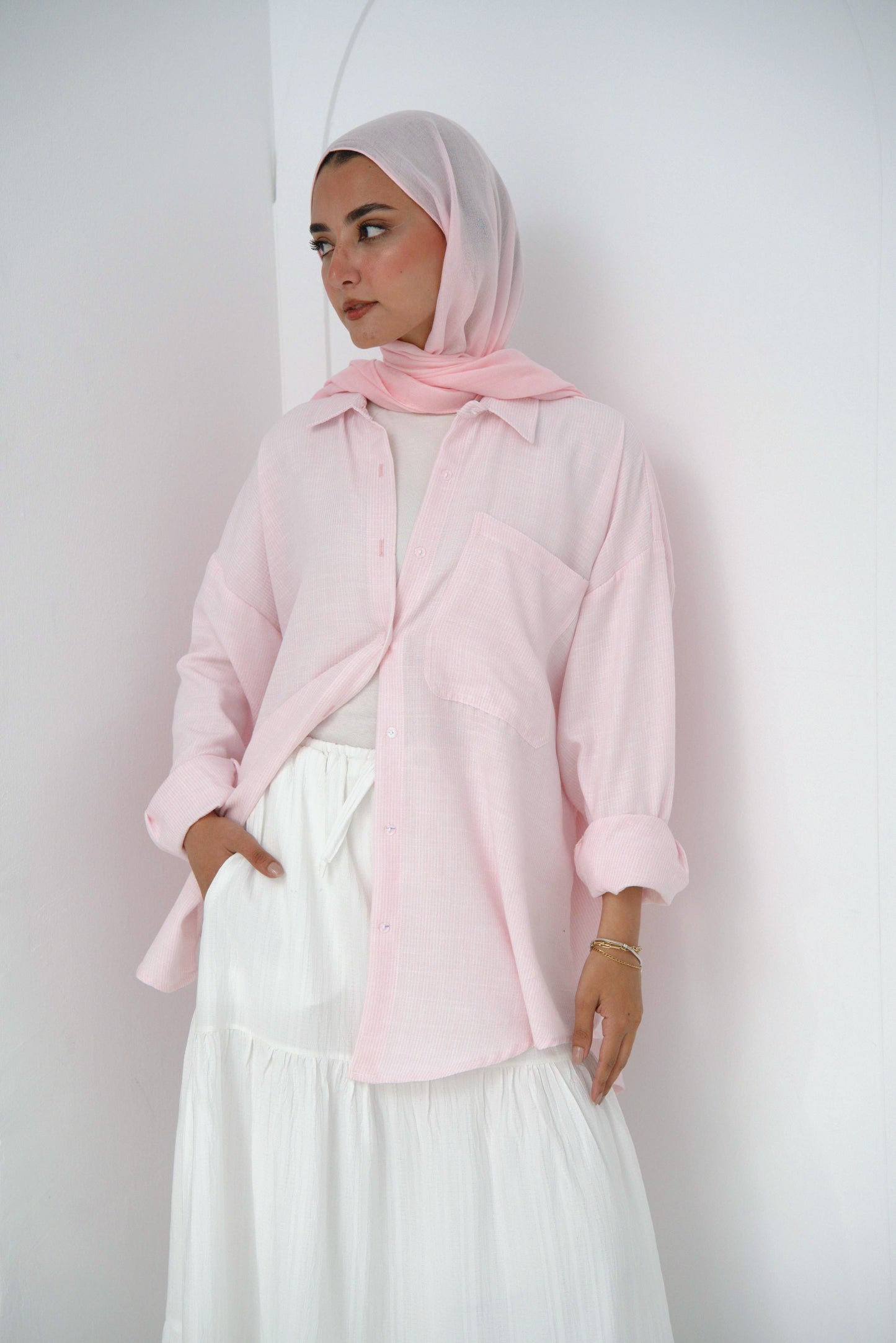Oversized shirt - Striped pink