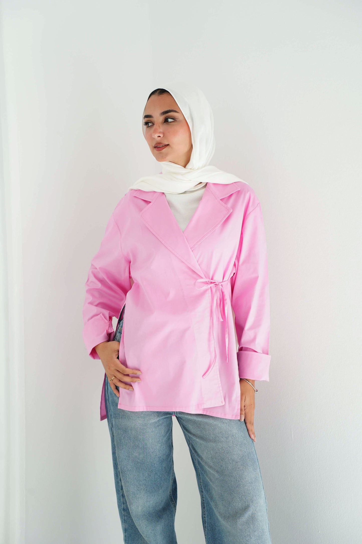 Collared wrap shirt - Pink
