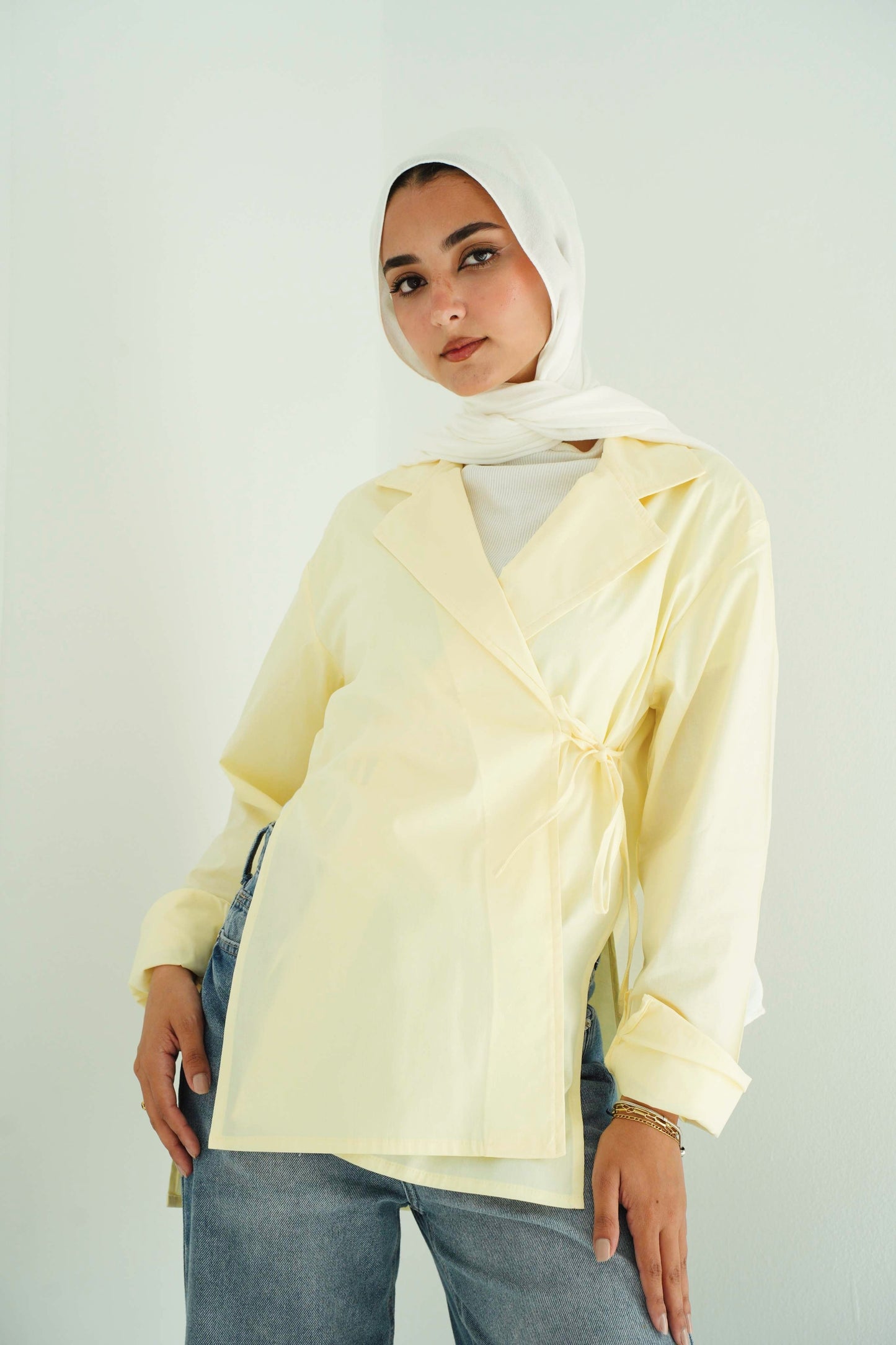 Collared wrap shirt - Butter Yellow