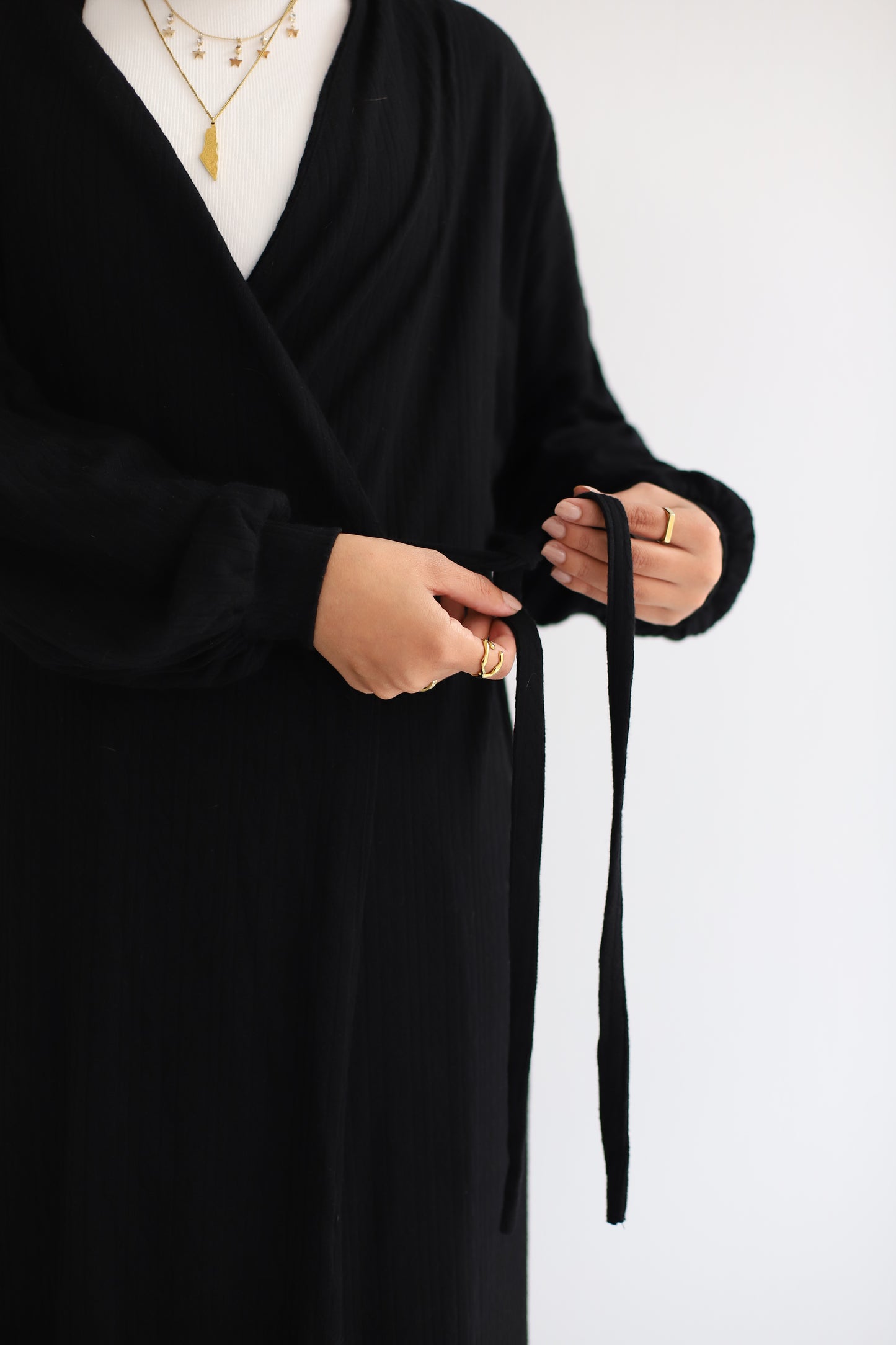 Elle Wrap Knit Dress - Black