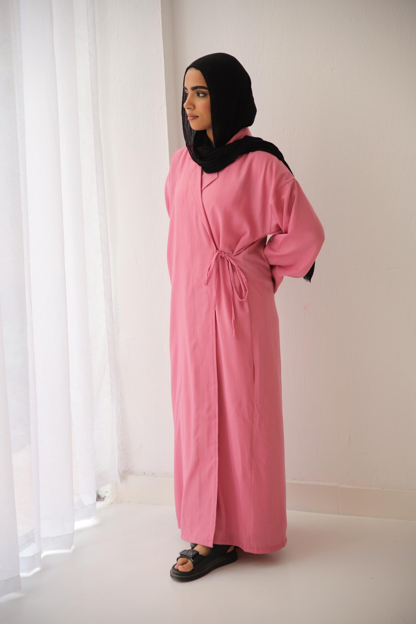 Collared Wrap Dress - Pink