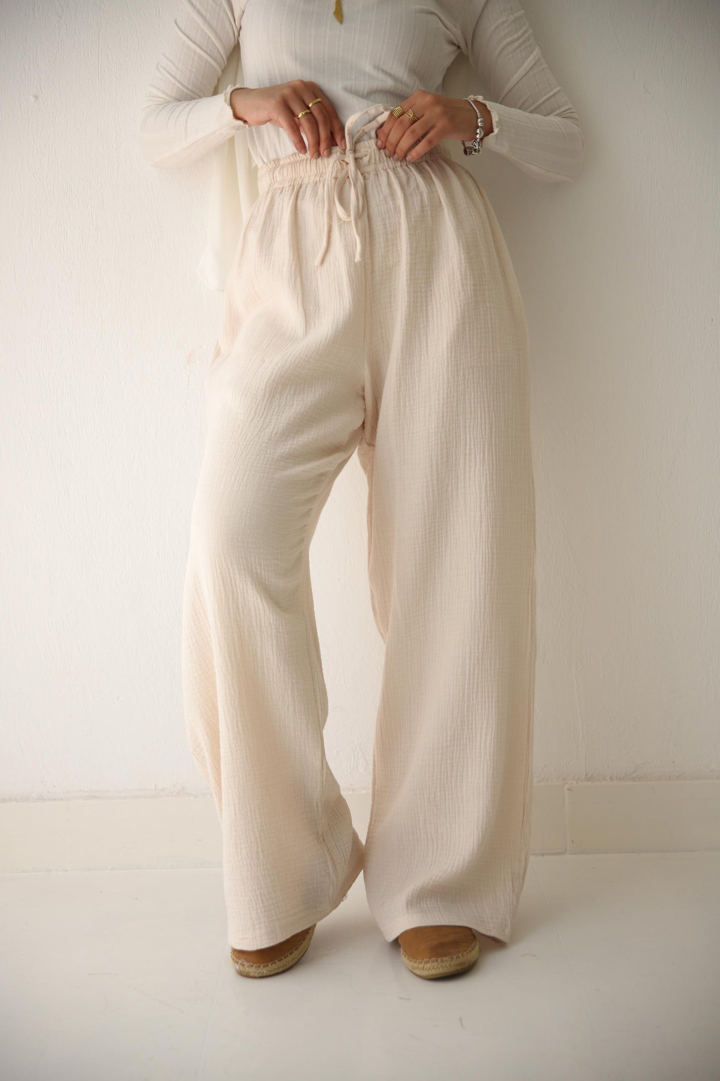 Everyday Muslin Pants - Light Beige