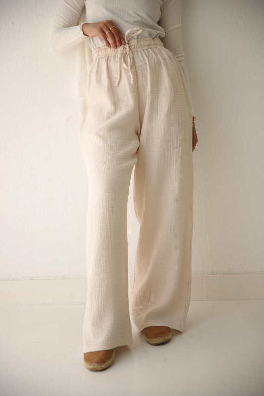 Everyday Muslin Pants - Light Beige