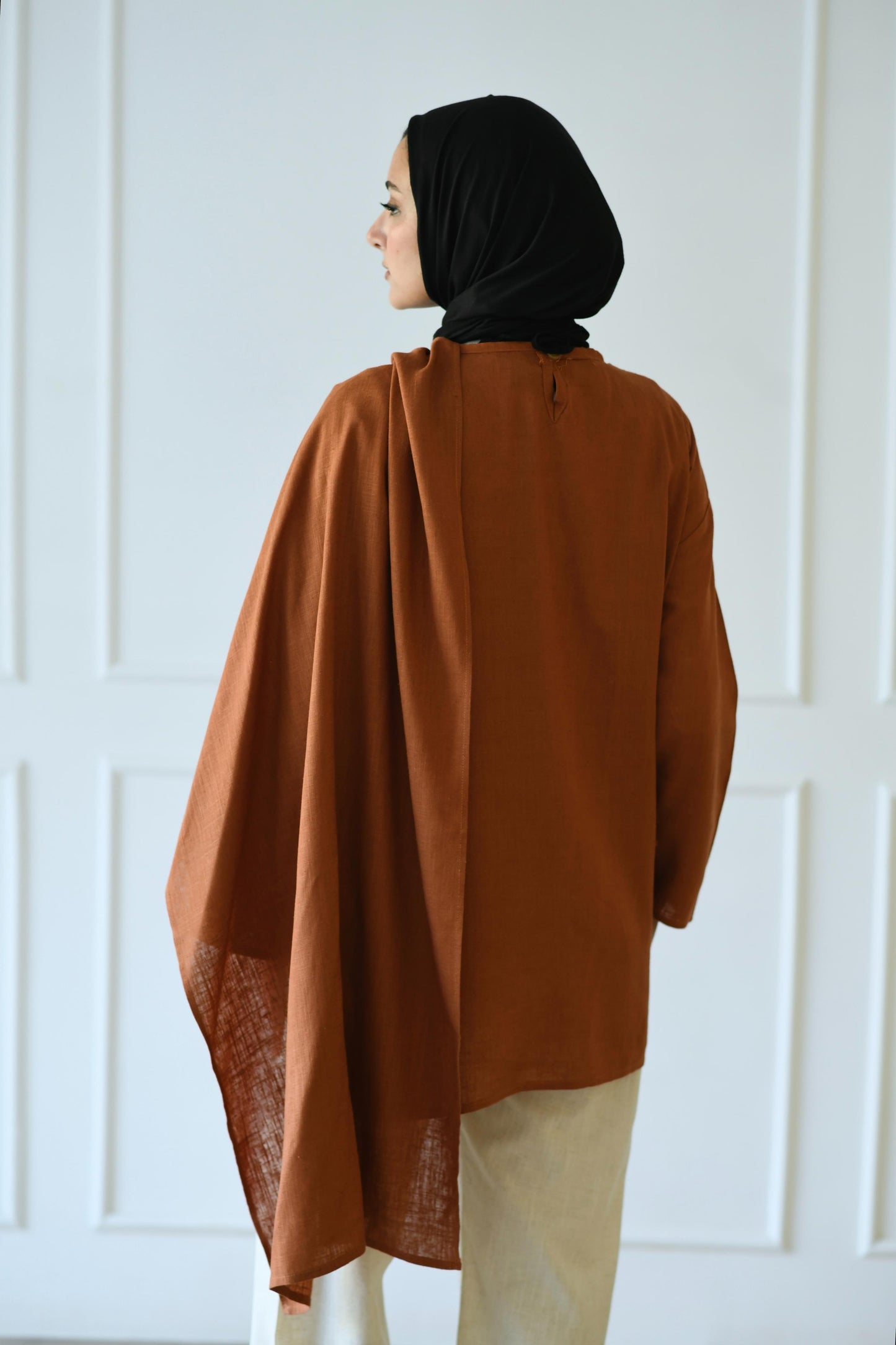 Scarf Blouse in Camel