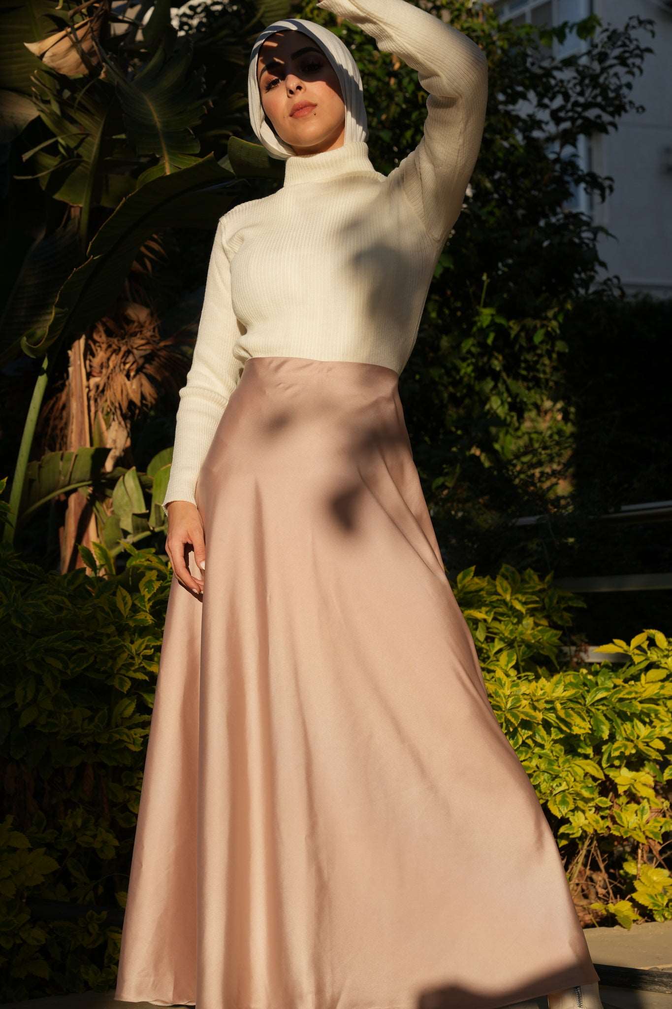 Blush Beige Satin Skirt