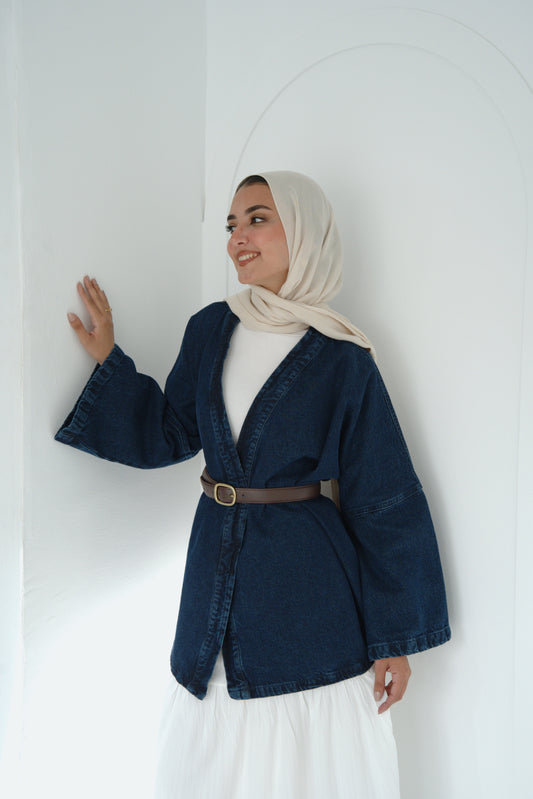(PREORDER) Wrap denim Jacket - Dark Blue