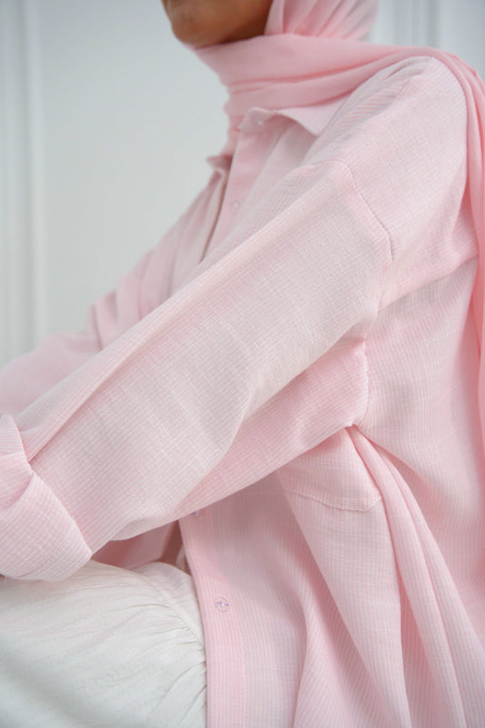 Oversized shirt - Striped pink