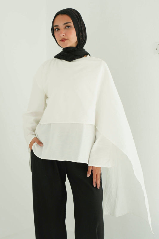 Scarf Blouse in Offwhite