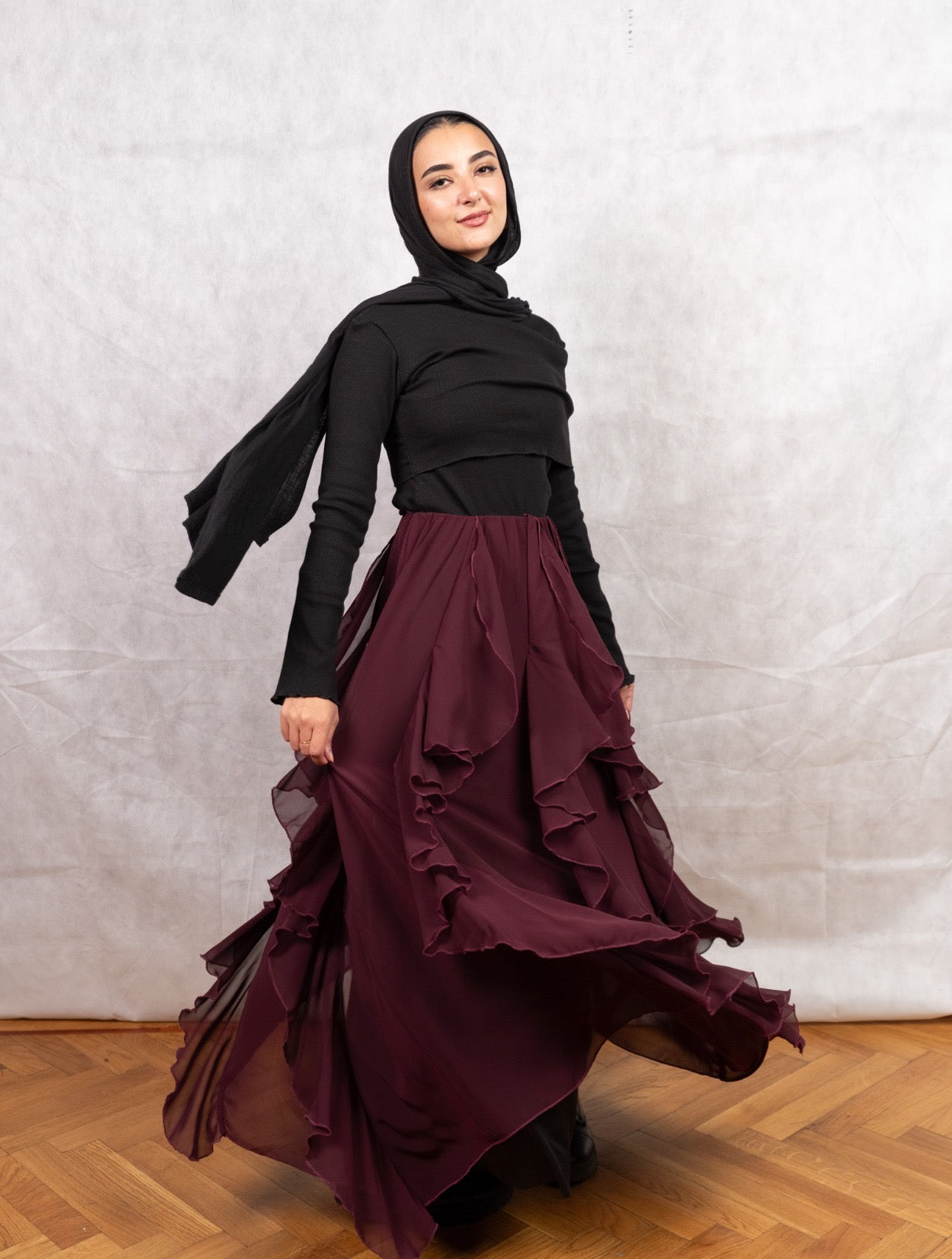 Sway ruffled skirt - Burgundy