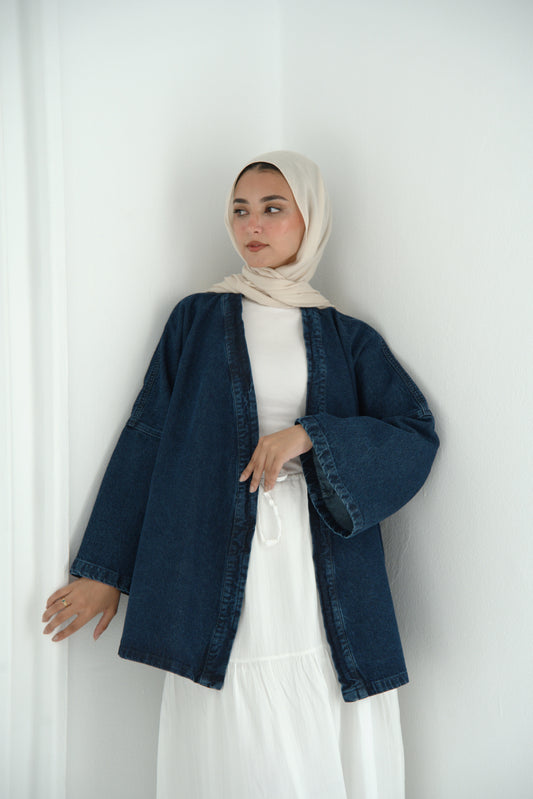 Wrap denim Jacket - Dark Blue