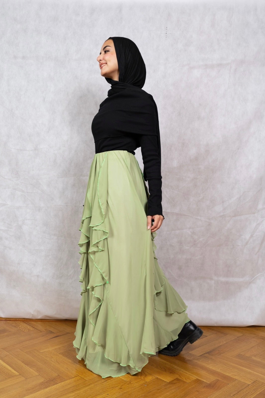 Sway ruffled skirt - Lime Green