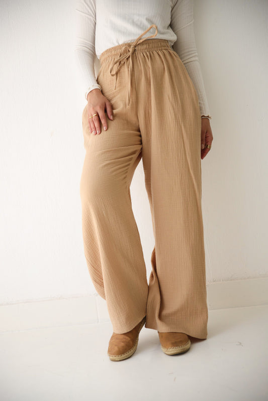 Everyday Muslin Pants - Tan Beige