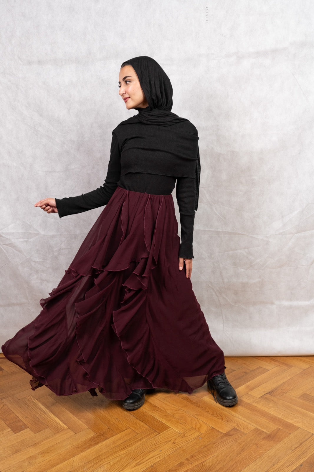 Sway ruffled skirt - Burgundy