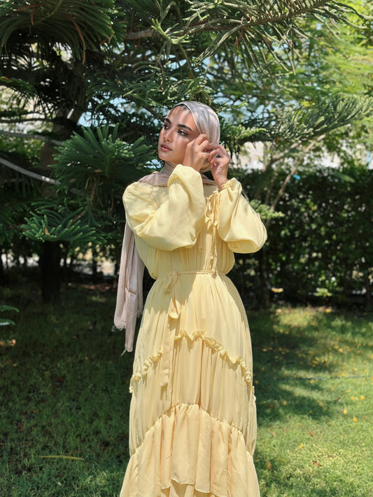 Grace dress in butter yellow
