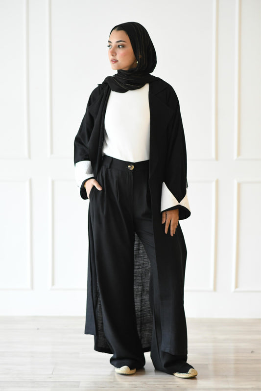 Linen Trench Coat - Black