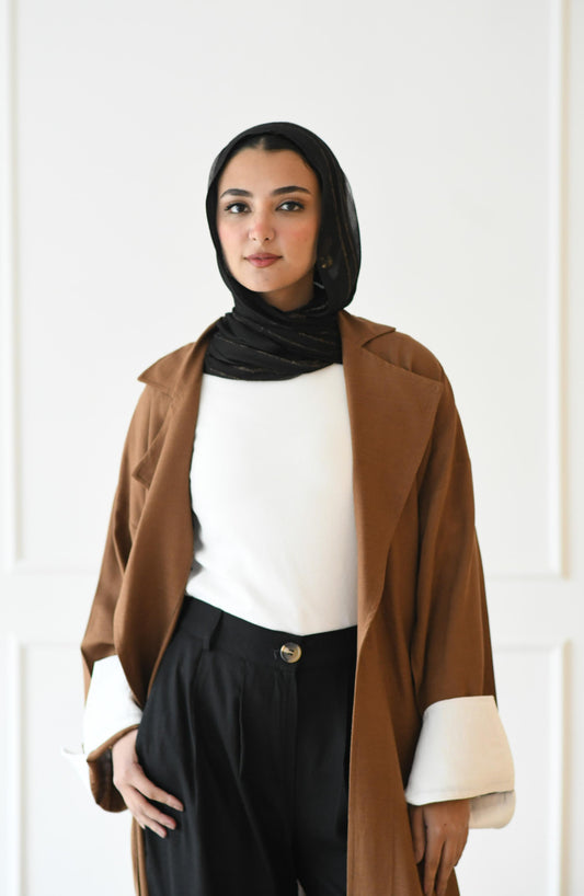 Linen Trench Coat - Brown