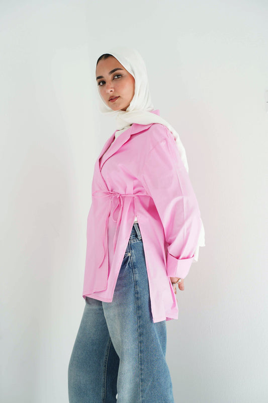 Collared wrap shirt - Pink