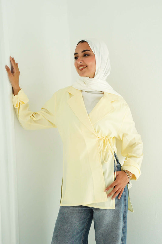 Collared wrap shirt - Butter Yellow