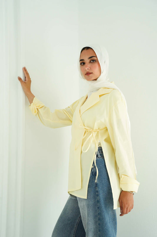 Collared wrap shirt - Butter Yellow