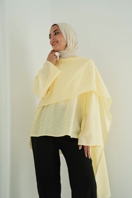 Scarf Blouse in Butter Yellow