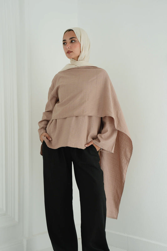 Scarf Blouse in Taupe