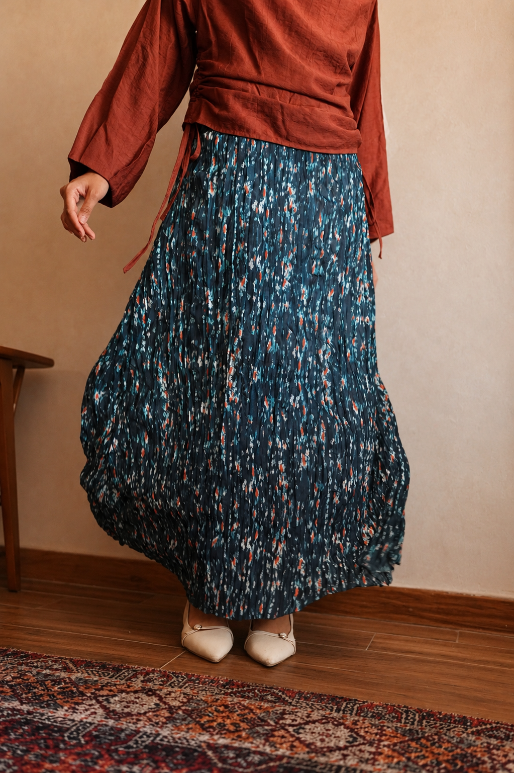 Whispers crushed skirt (Teal)