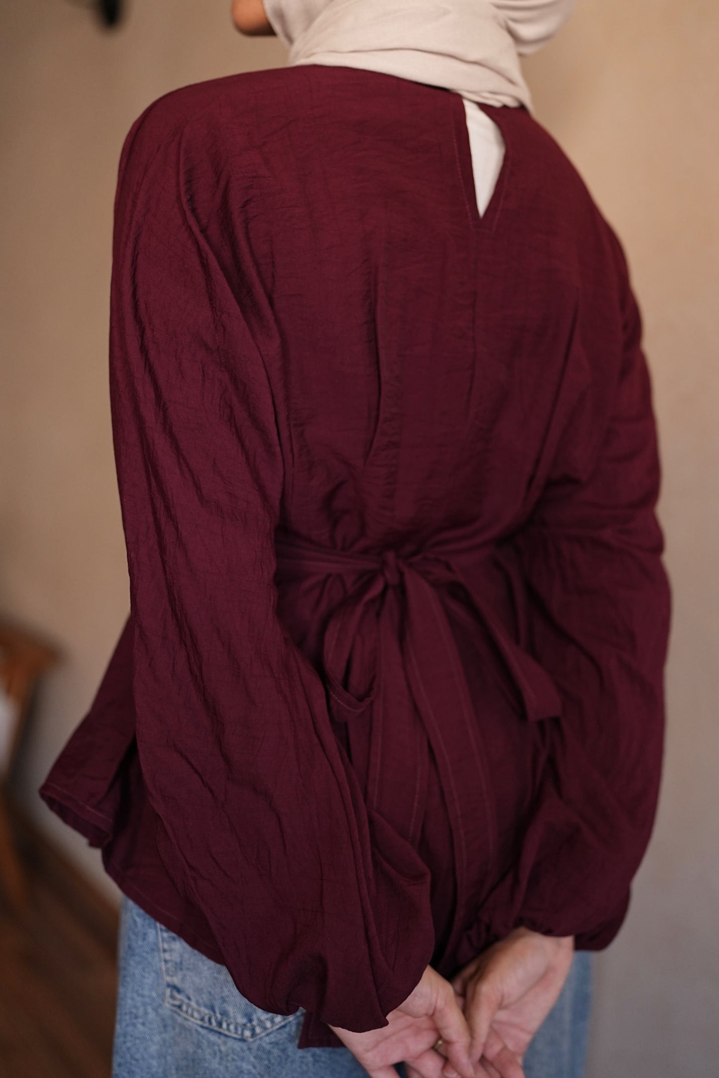 Belted top in Burgundy