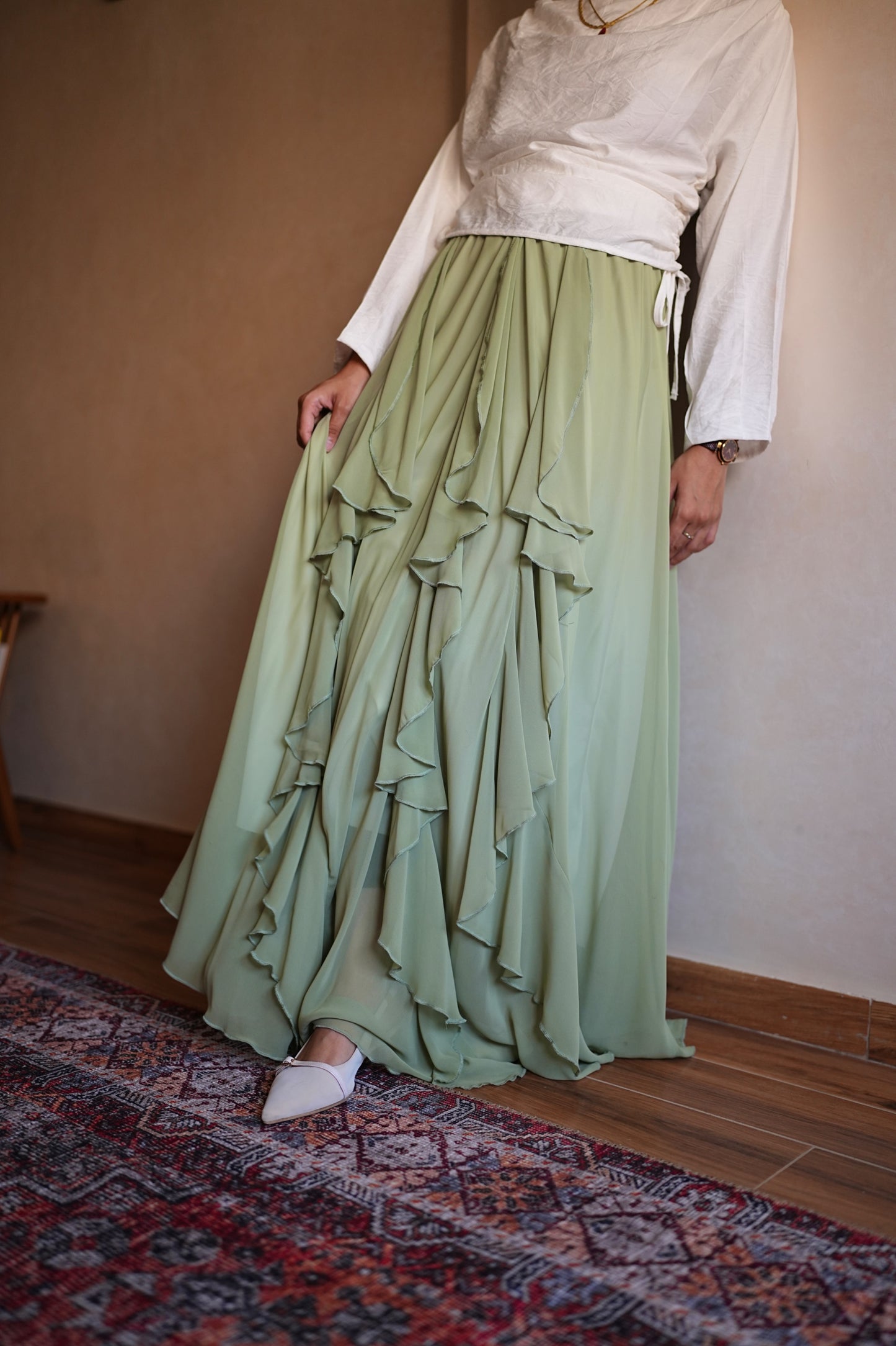 Sway ruffled skirt - Lime Green