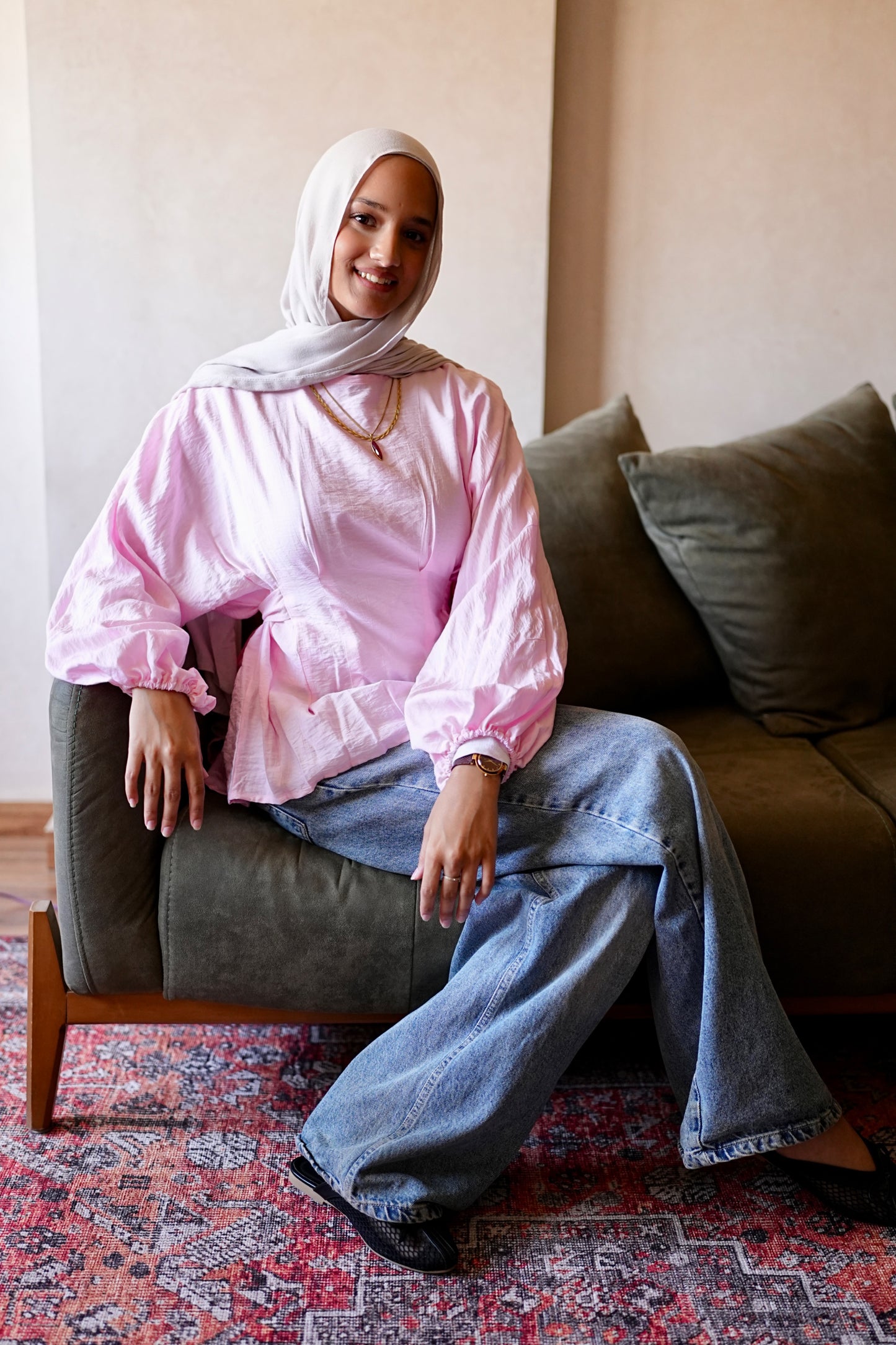 Belted top in Baby pink
