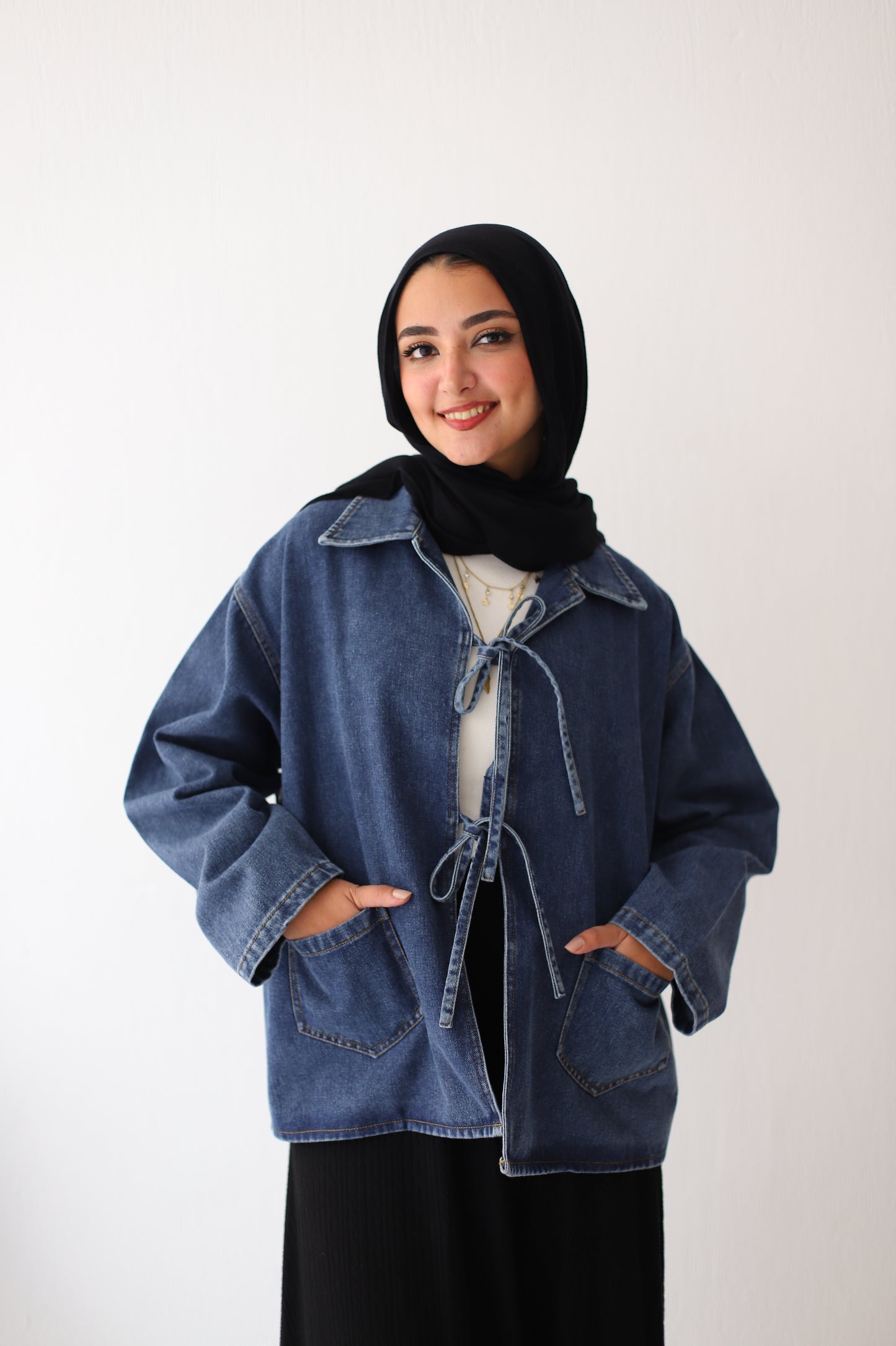 Washed denim Bow Jacket