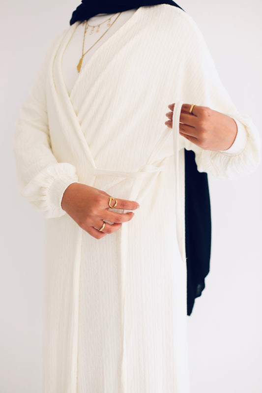 Elle Wrap Knit Dress - Offwhite