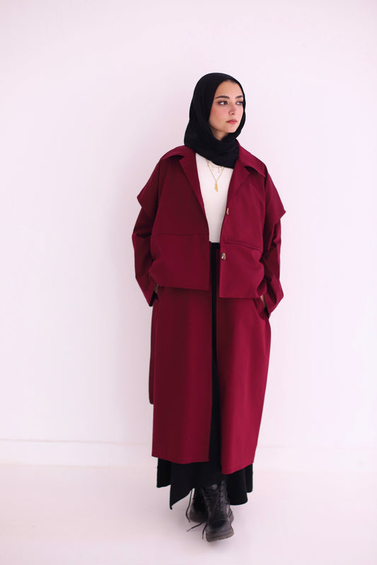 Multiway Trench Coat - Burgundy