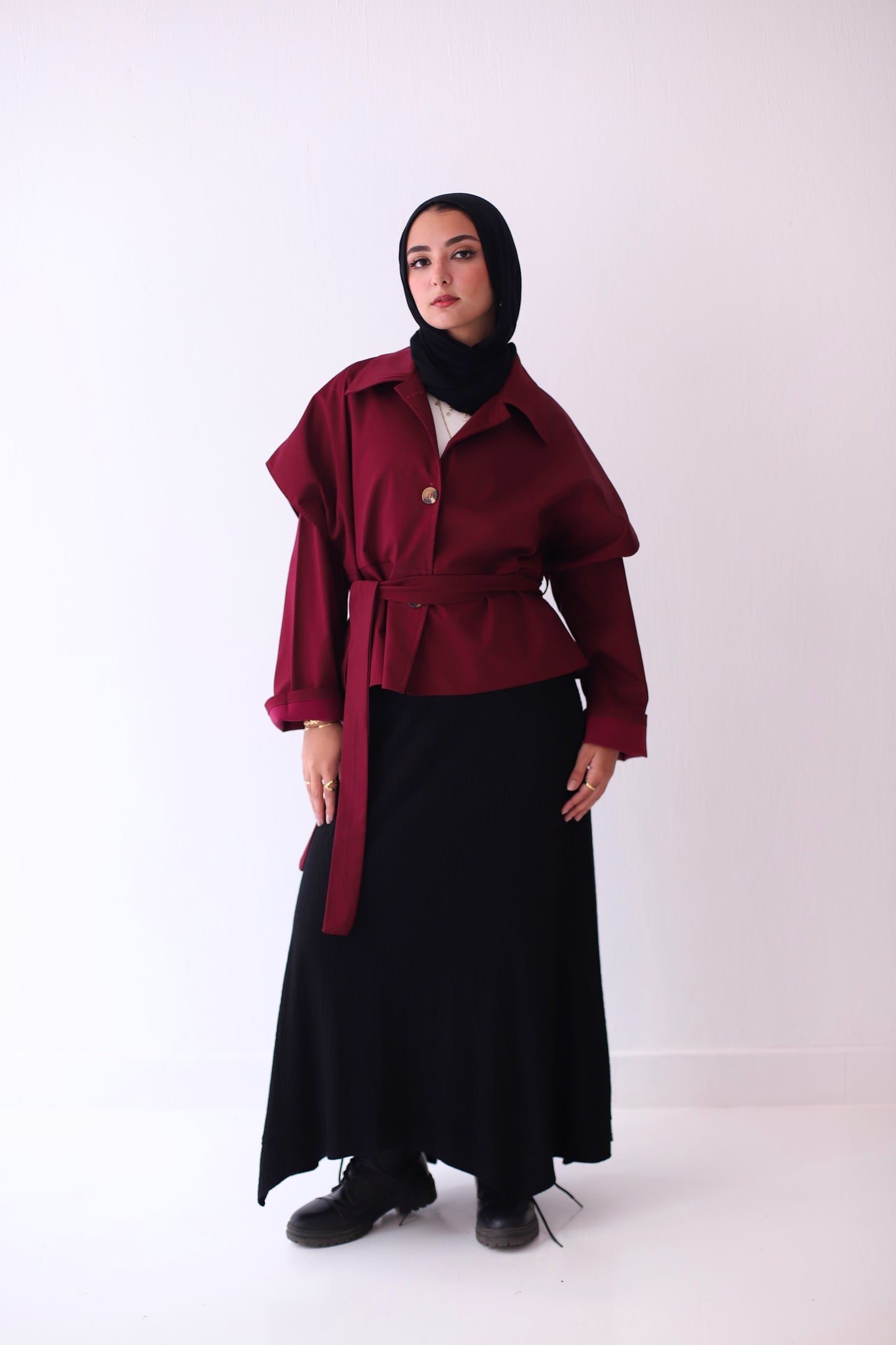 Multiway Trench Coat - Burgundy