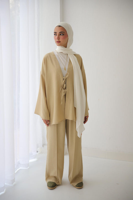 Double Tie Set - Beige