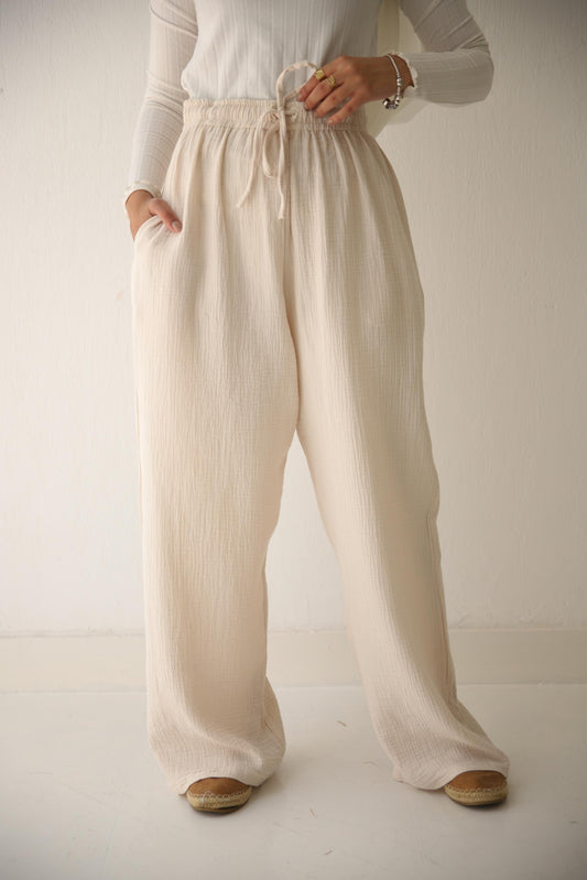 Everyday Muslin Pants - Light Beige