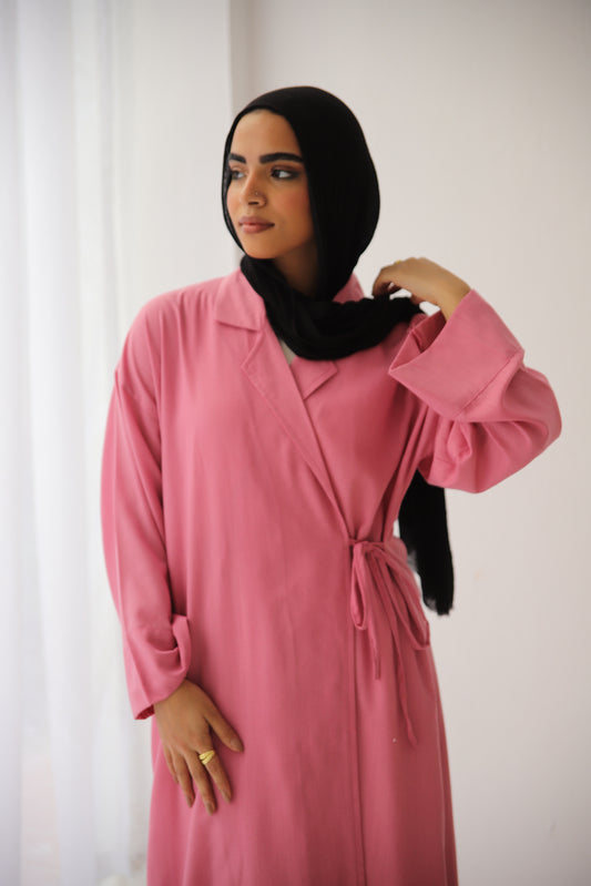 Collared Wrap Dress - Pink