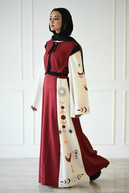 Turath Dress in Burgundy