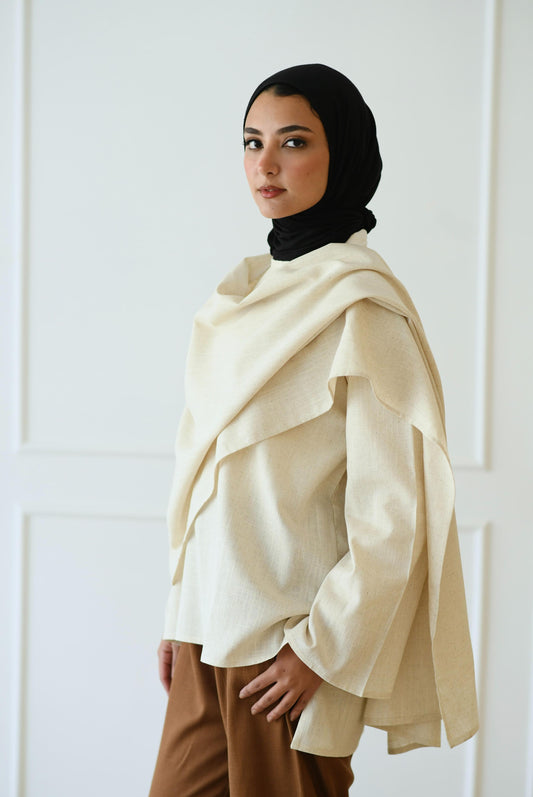 Scarf Blouse in Beige