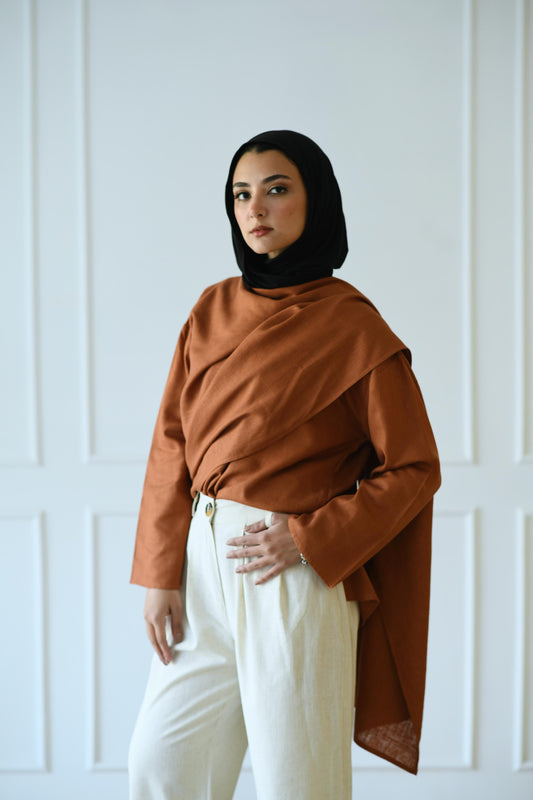 Scarf Blouse in Camel