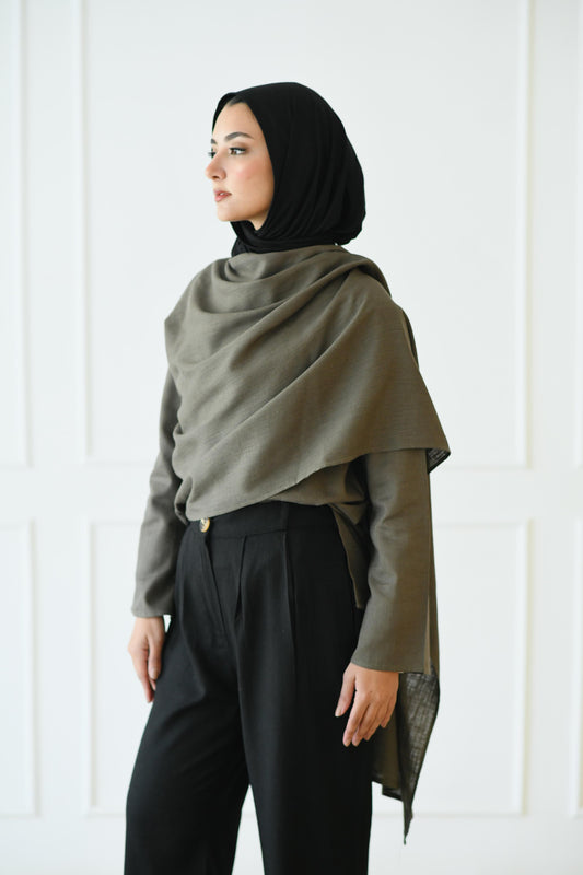 Scarf Blouse in Dark Olive